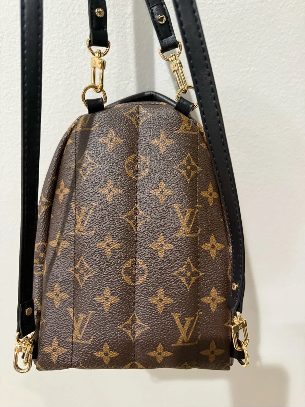 Brown Mini Backpack with Black Straps
